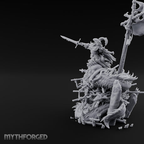 Tattered Banner Sword Thrusting Mutated Undead Pirate Captain Miniature for Dungeons and Dragons, Pathfinder or other TTRPGs