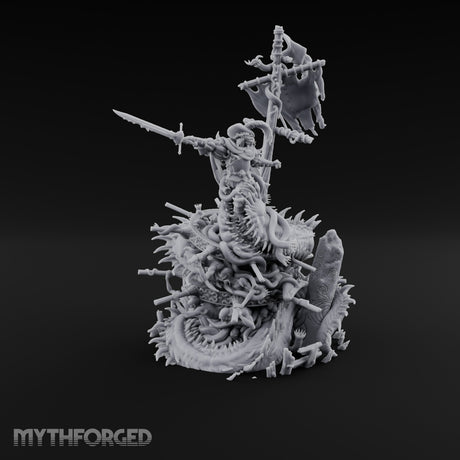 Tattered Banner Sword Thrusting Mutated Undead Pirate Captain Miniature for Dungeons and Dragons, Pathfinder or other TTRPGs