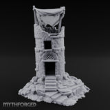 Tattered-Canopy Stair-Stepped Ruined Castle Tower Miniature for Dungeons and Dragons, Pathfinder or other TTRPGs