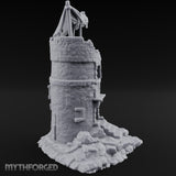 Tattered-Canopy Stair-Stepped Ruined Castle Tower Miniature for Dungeons and Dragons, Pathfinder or other TTRPGs
