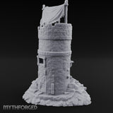 Tattered-Canopy Stair-Stepped Ruined Castle Tower Miniature for Dungeons and Dragons, Pathfinder or other TTRPGs