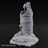 Tattered-Canopy Stair-Stepped Ruined Castle Tower Miniature for Dungeons and Dragons, Pathfinder or other TTRPGs