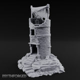 Tattered-Canopy Stair-Stepped Ruined Castle Tower Miniature for Dungeons and Dragons, Pathfinder or other TTRPGs