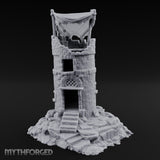 Tattered-Canopy Stair-Stepped Ruined Castle Tower Miniature for Dungeons and Dragons, Pathfinder or other TTRPGs