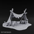 Tattered-Canvas Bedroll-Strewn Adventurer's Lean-To Camp Miniature for Dungeons and Dragons, Pathfinder or other TTRPGs