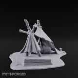 Tattered-Canvas Bedroll-Strewn Adventurer's Lean-To Camp Miniature for Dungeons and Dragons, Pathfinder or other TTRPGs