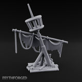 Tattered-Flag Skull-Strewn Tribal Crow's Nest Mast Scene Miniature for Dungeons and Dragons, Pathfinder or other TTRPGs