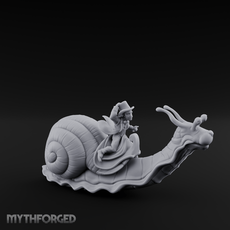 Dapper Snail Rider Halfling Messenger Miniature for Dungeons and Dragons, Pathfinder or other TTRPGs