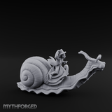 Dapper Snail Rider Halfling Messenger Miniature for Dungeons and Dragons, Pathfinder or other TTRPGs