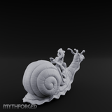 Dapper Snail Rider Halfling Messenger Miniature for Dungeons and Dragons, Pathfinder or other TTRPGs