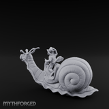 Dapper Snail Rider Halfling Messenger Miniature for Dungeons and Dragons, Pathfinder or other TTRPGs