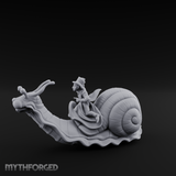Dapper Snail Rider Halfling Messenger Miniature for Dungeons and Dragons, Pathfinder or other TTRPGs