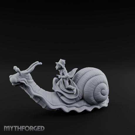 Dapper Snail Rider Halfling Messenger Miniature for Dungeons and Dragons, Pathfinder or other TTRPGs