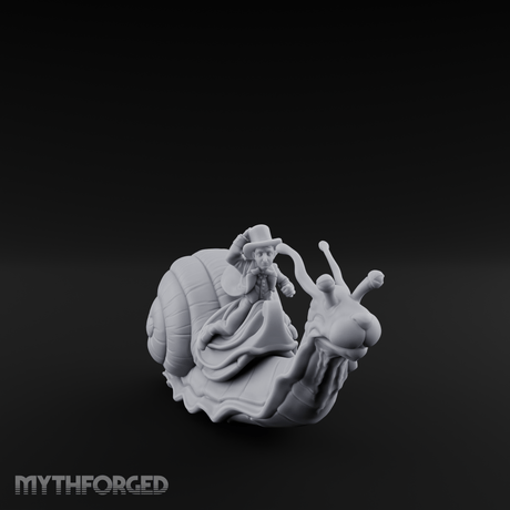 Dapper Snail Rider Halfling Messenger Miniature for Dungeons and Dragons, Pathfinder or other TTRPGs