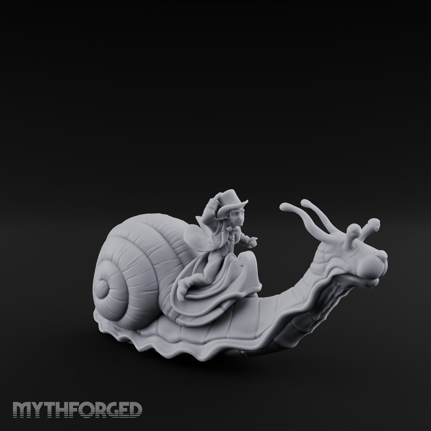 Dapper Snail Rider Halfling Messenger Miniature for Dungeons and Dragons, Pathfinder or other TTRPGs