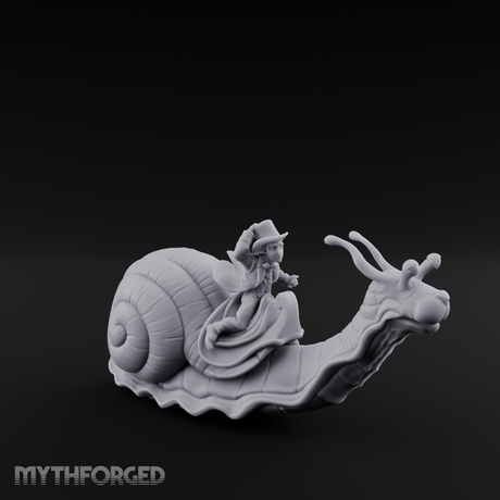 Dapper Snail Rider Halfling Messenger Miniature for Dungeons and Dragons, Pathfinder or other TTRPGs