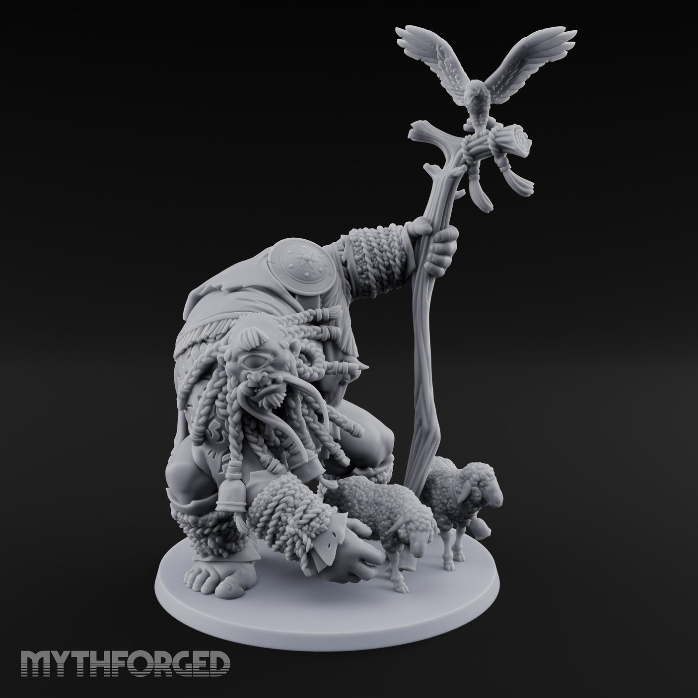 Tending The Flock Cyclops Shepherd Miniature for Dungeons and Dragons, Pathfinder or other TTRPGs
