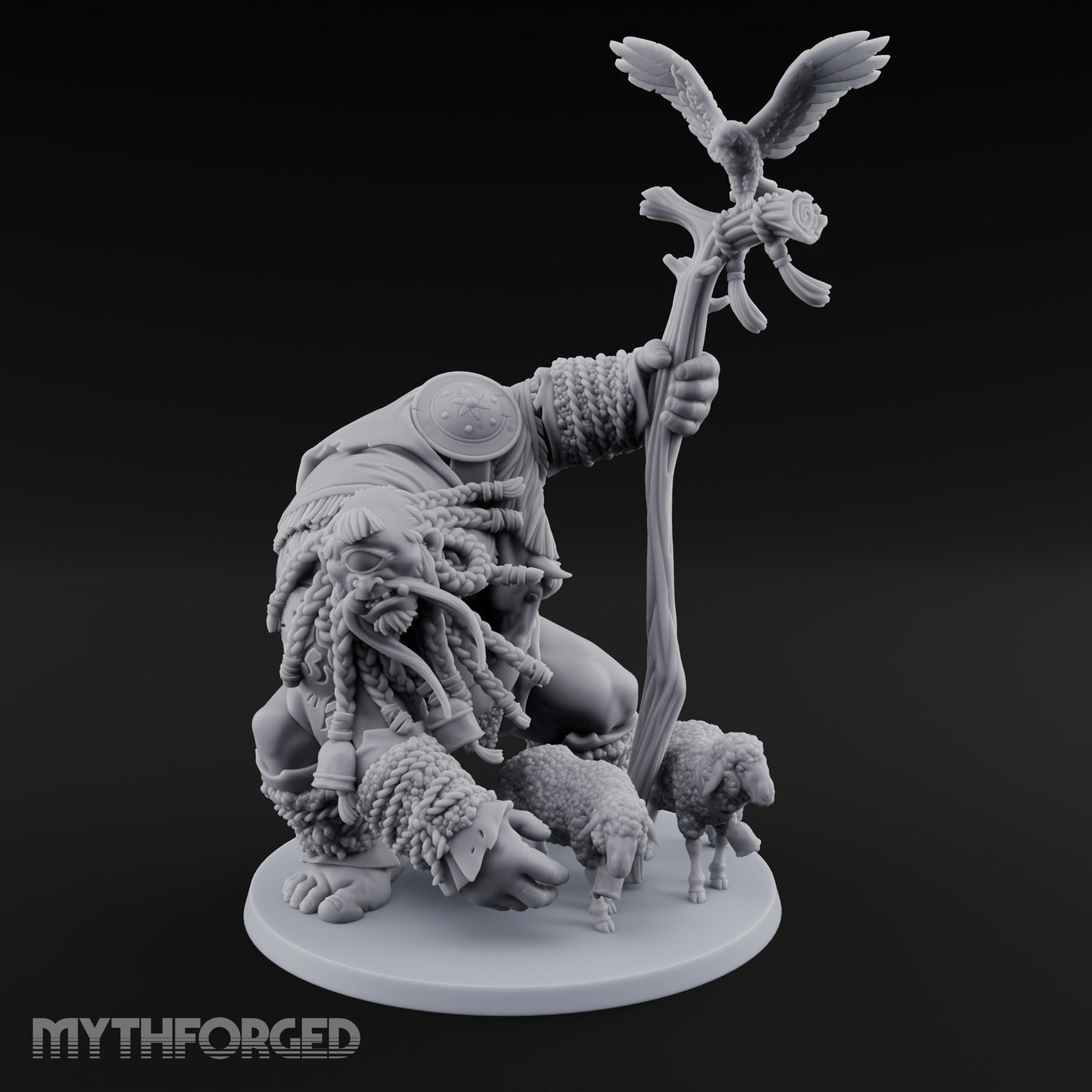 Tending The Flock Cyclops Shepherd Miniature for Dungeons and Dragons, Pathfinder or other TTRPGs