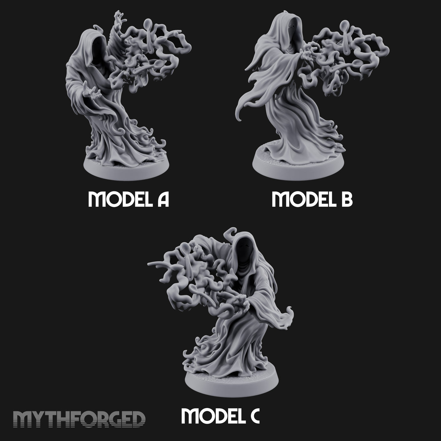 Tendrils Lashing Flinching Spectres Miniature for Dungeons and Dragons, Pathfinder or other TTRPGs
