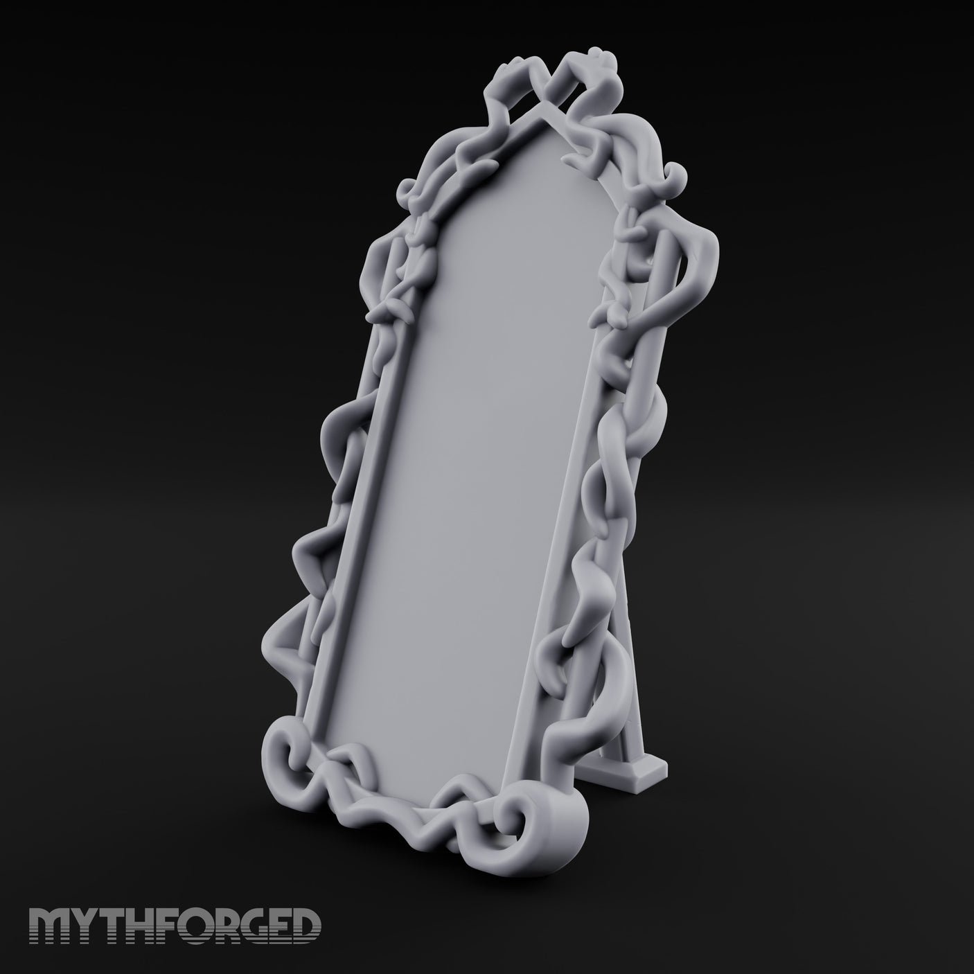 Tentacle-Framed Gothic-Arched Floor Mirror Miniature for Dungeons and Dragons, Pathfinder or other TTRPGs