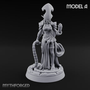 Tentacle Trailing Hand Raising Tiefling Necromancer A Miniature for Dungeons and Dragons, Pathfinder or other TTRPGs