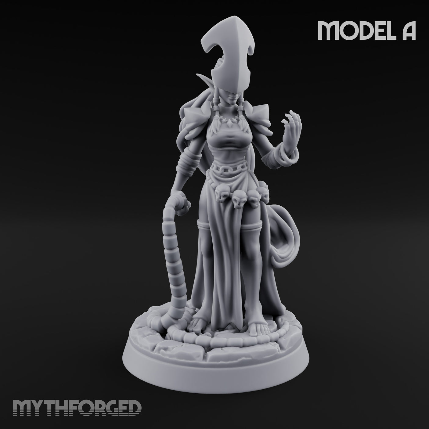 Tentacle Trailing Hand Raising Tiefling Necromancer A Miniature for Dungeons and Dragons, Pathfinder or other TTRPGs