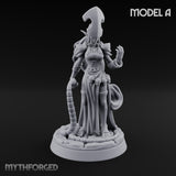 Tentacle Trailing Hand Raising Tiefling Necromancer A Miniature for Dungeons and Dragons, Pathfinder or other TTRPGs