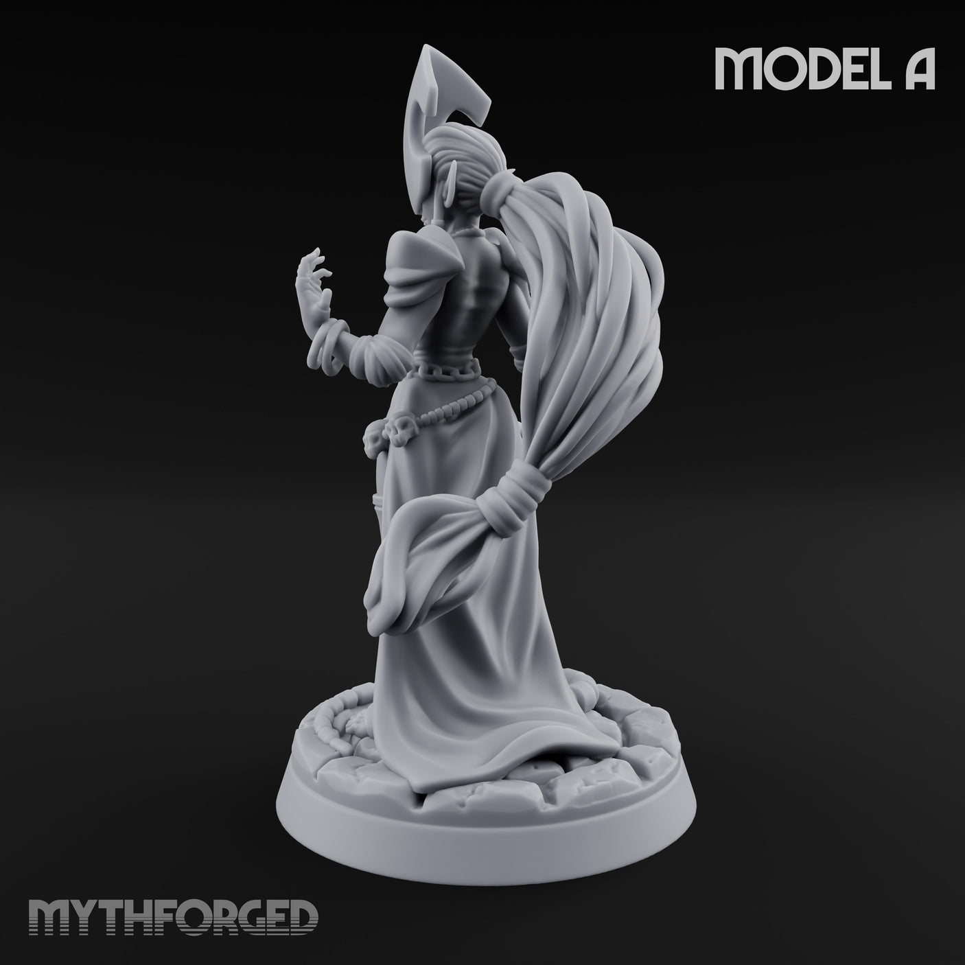 Tentacle Trailing Hand Raising Tiefling Necromancer A Miniature for Dungeons and Dragons, Pathfinder or other TTRPGs