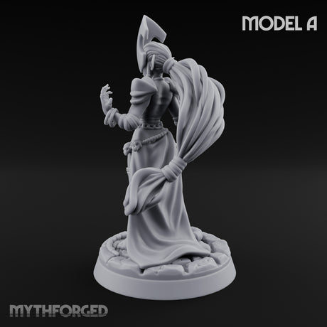 Tentacle Trailing Hand Raising Tiefling Necromancer A Miniature for Dungeons and Dragons, Pathfinder or other TTRPGs