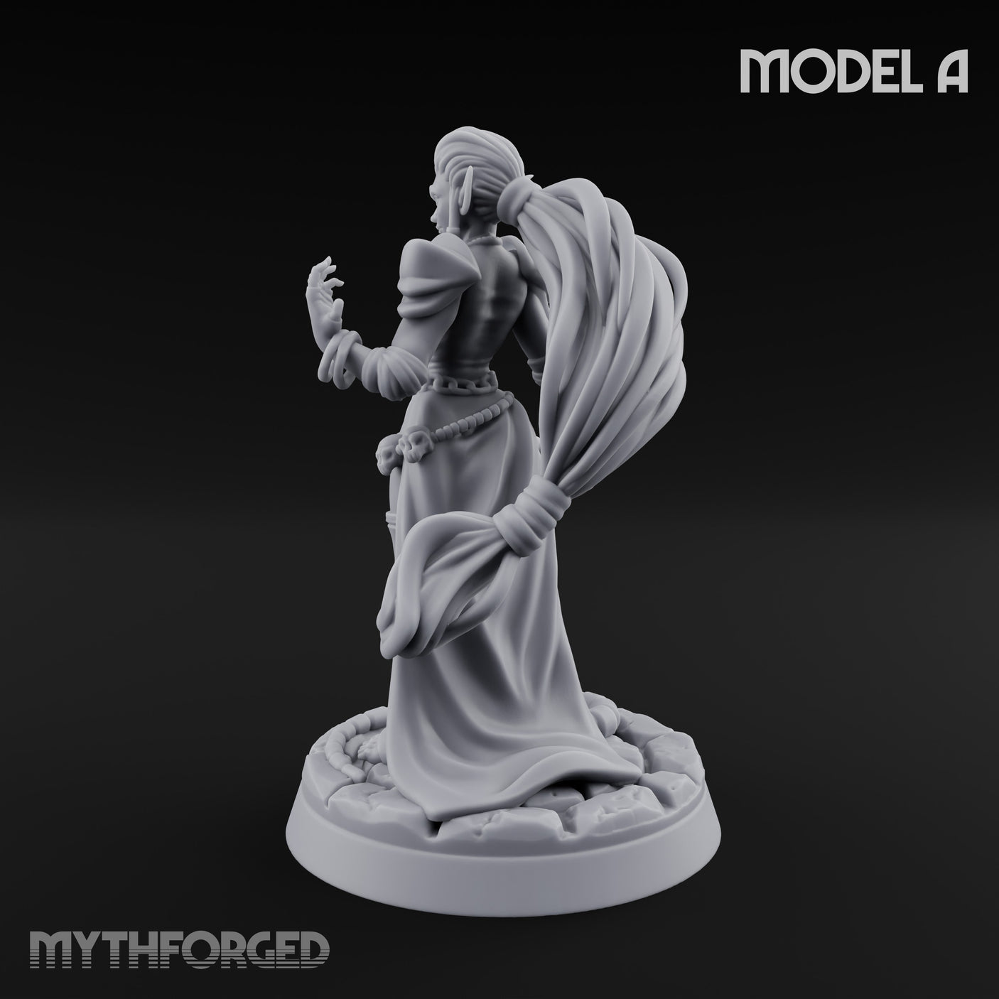 Tentacle Trailing Hand Raising Tiefling Necromancer A Miniature for Dungeons and Dragons, Pathfinder or other TTRPGs