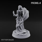 Tentacle Trailing Hand Raising Tiefling Necromancer A Miniature for Dungeons and Dragons, Pathfinder or other TTRPGs