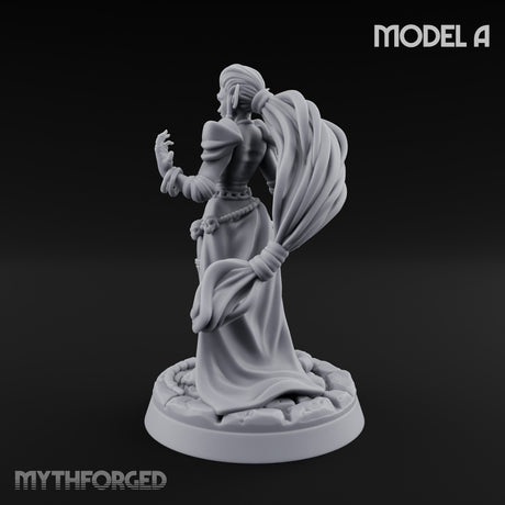 Tentacle Trailing Hand Raising Tiefling Necromancer A Miniature for Dungeons and Dragons, Pathfinder or other TTRPGs