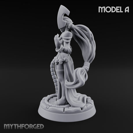 Tentacle Trailing Hand Raising Tiefling Necromancer A Miniature for Dungeons and Dragons, Pathfinder or other TTRPGs