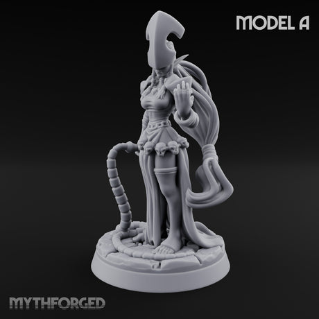 Tentacle Trailing Hand Raising Tiefling Necromancer A Miniature for Dungeons and Dragons, Pathfinder or other TTRPGs