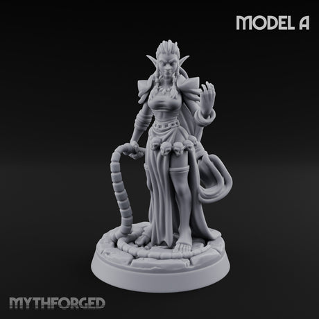 Tentacle Trailing Hand Raising Tiefling Necromancer A Miniature for Dungeons and Dragons, Pathfinder or other TTRPGs