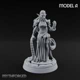 Tentacle Trailing Hand Raising Tiefling Necromancer A Miniature for Dungeons and Dragons, Pathfinder or other TTRPGs