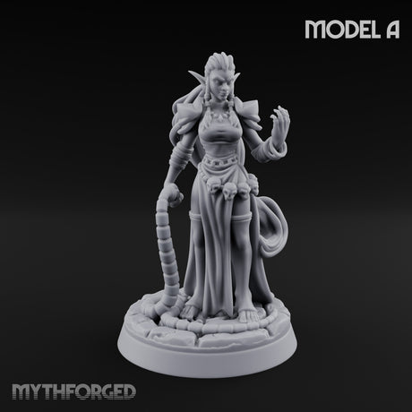 Tentacle Trailing Hand Raising Tiefling Necromancer A Miniature for Dungeons and Dragons, Pathfinder or other TTRPGs
