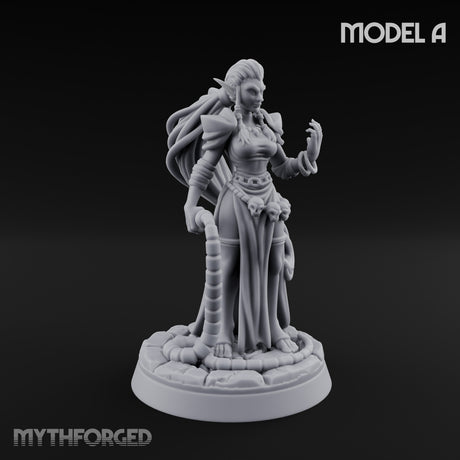 Tentacle Trailing Hand Raising Tiefling Necromancer A Miniature for Dungeons and Dragons, Pathfinder or other TTRPGs