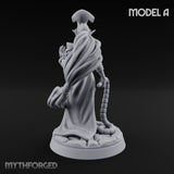Tentacle Trailing Hand Raising Tiefling Necromancer A Miniature for Dungeons and Dragons, Pathfinder or other TTRPGs