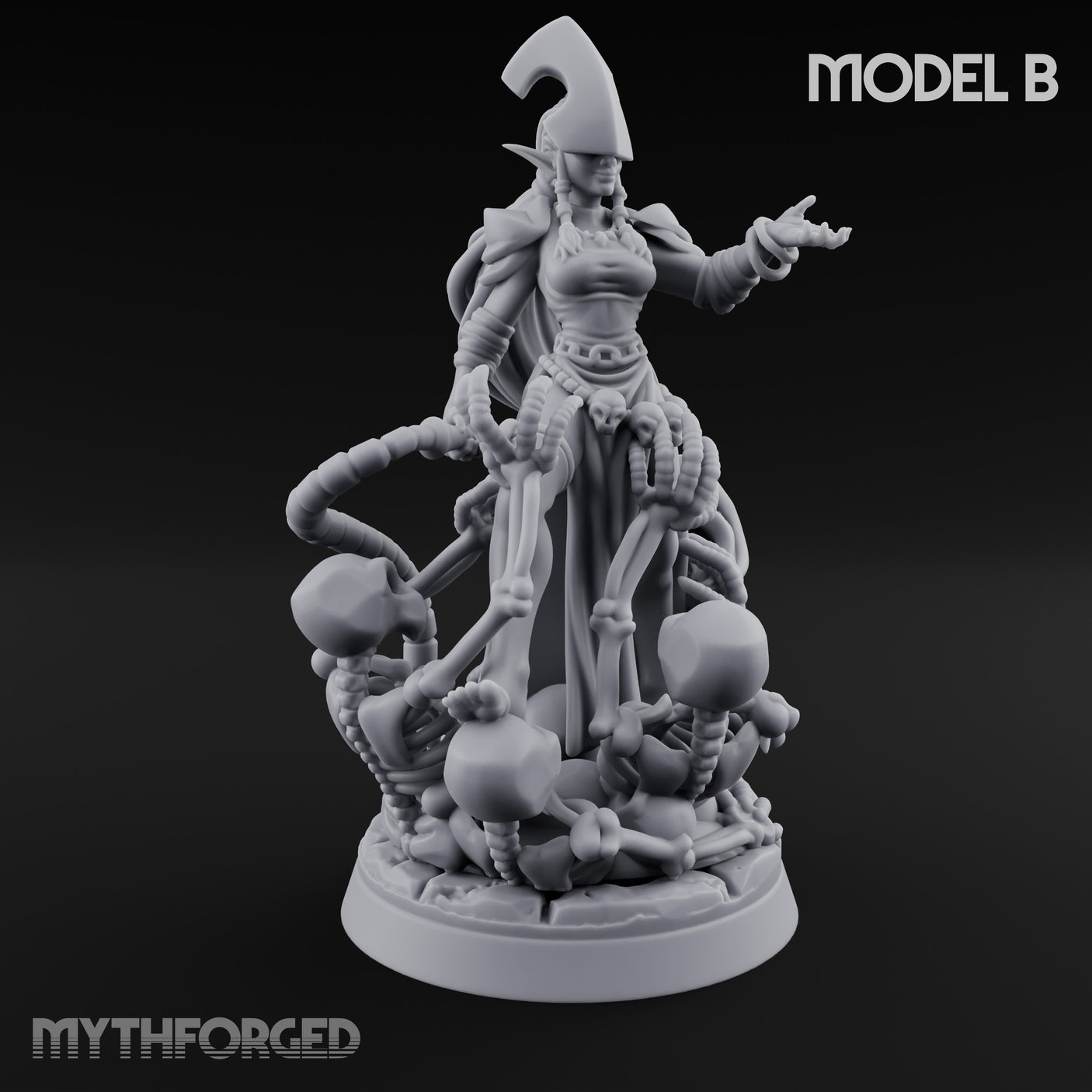 Tentacle Trailing Hand Raising Tiefling Necromancer B Miniature for Dungeons and Dragons, Pathfinder or other TTRPGs
