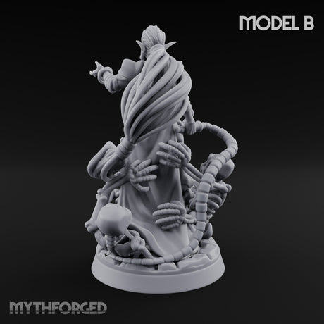 Tentacle Trailing Hand Raising Tiefling Necromancer B Miniature for Dungeons and Dragons, Pathfinder or other TTRPGs