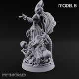 Tentacle Trailing Hand Raising Tiefling Necromancer B Miniature for Dungeons and Dragons, Pathfinder or other TTRPGs