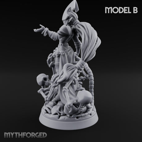 Tentacle Trailing Hand Raising Tiefling Necromancer B Miniature for Dungeons and Dragons, Pathfinder or other TTRPGs