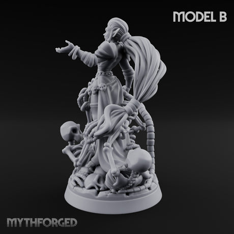 Tentacle Trailing Hand Raising Tiefling Necromancer B Miniature for Dungeons and Dragons, Pathfinder or other TTRPGs