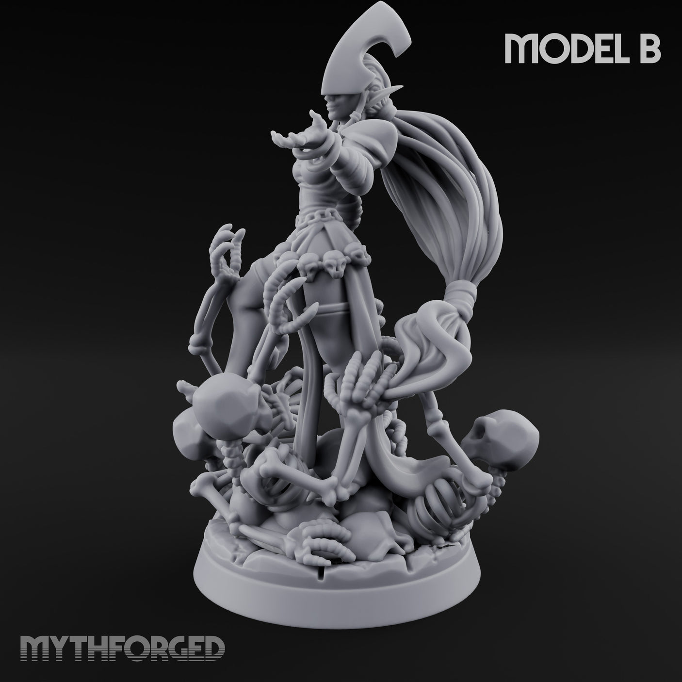 Tentacle Trailing Hand Raising Tiefling Necromancer B Miniature for Dungeons and Dragons, Pathfinder or other TTRPGs
