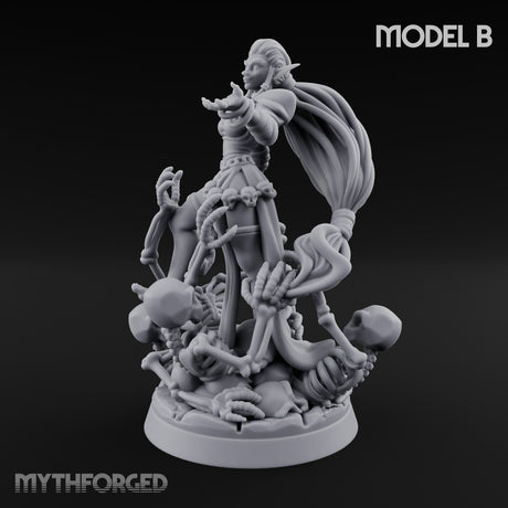 Tentacle Trailing Hand Raising Tiefling Necromancer B Miniature for Dungeons and Dragons, Pathfinder or other TTRPGs
