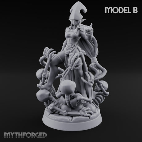 Tentacle Trailing Hand Raising Tiefling Necromancer B Miniature for Dungeons and Dragons, Pathfinder or other TTRPGs