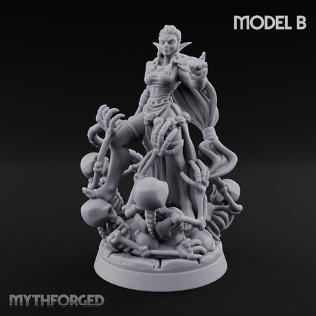 Tentacle Trailing Hand Raising Tiefling Necromancer B Miniature for Dungeons and Dragons, Pathfinder or other TTRPGs