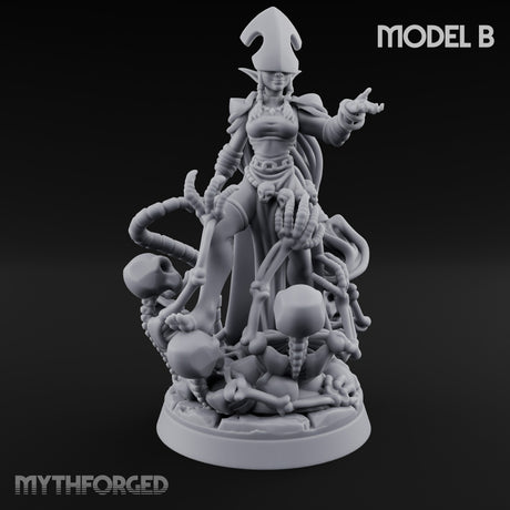 Tentacle Trailing Hand Raising Tiefling Necromancer B Miniature for Dungeons and Dragons, Pathfinder or other TTRPGs