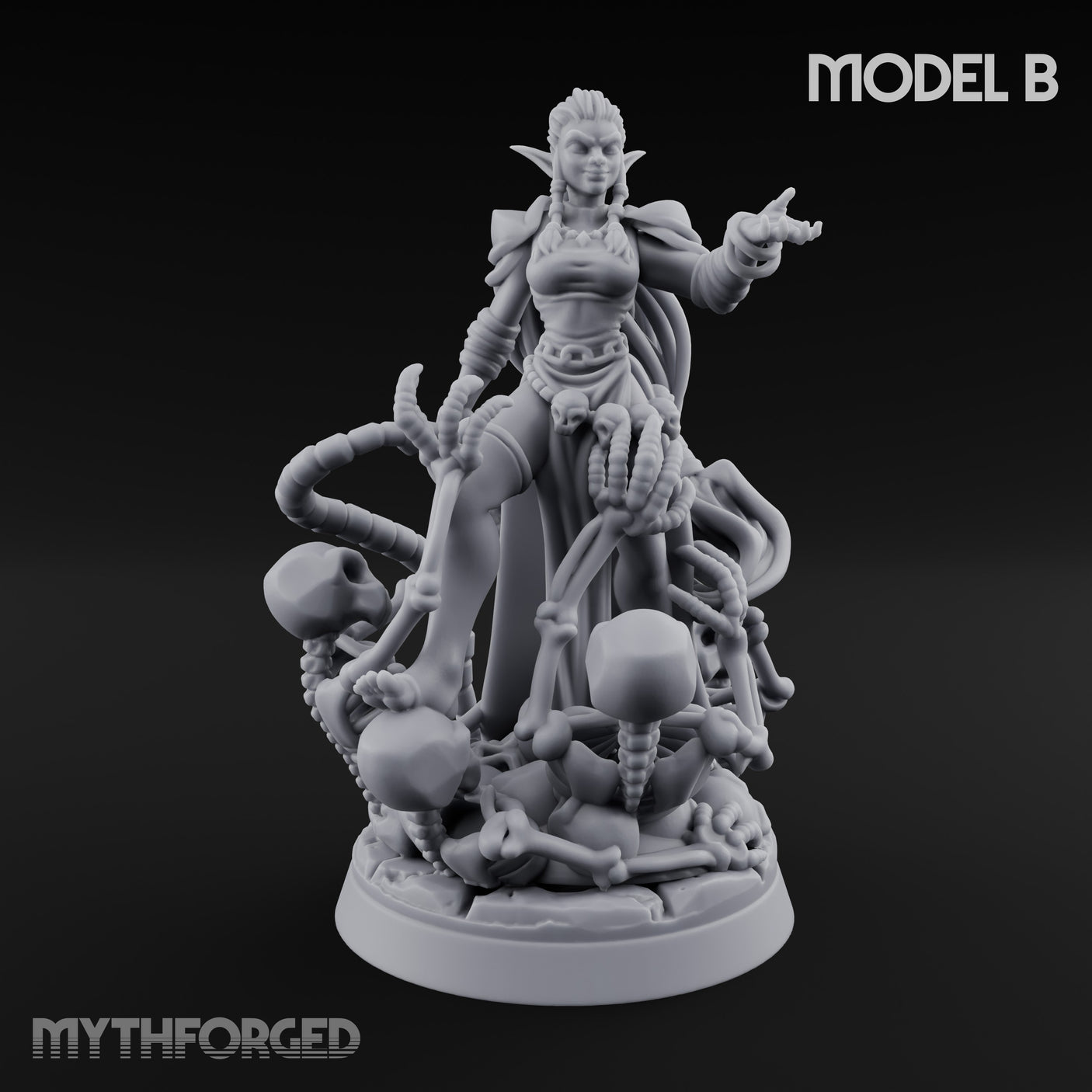 Tentacle Trailing Hand Raising Tiefling Necromancer B Miniature for Dungeons and Dragons, Pathfinder or other TTRPGs